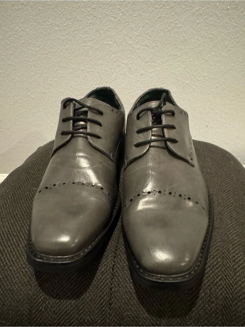 Todd Welsh Gray Leather Cap Toe Oxford Dress Shoes Men’s Size 10